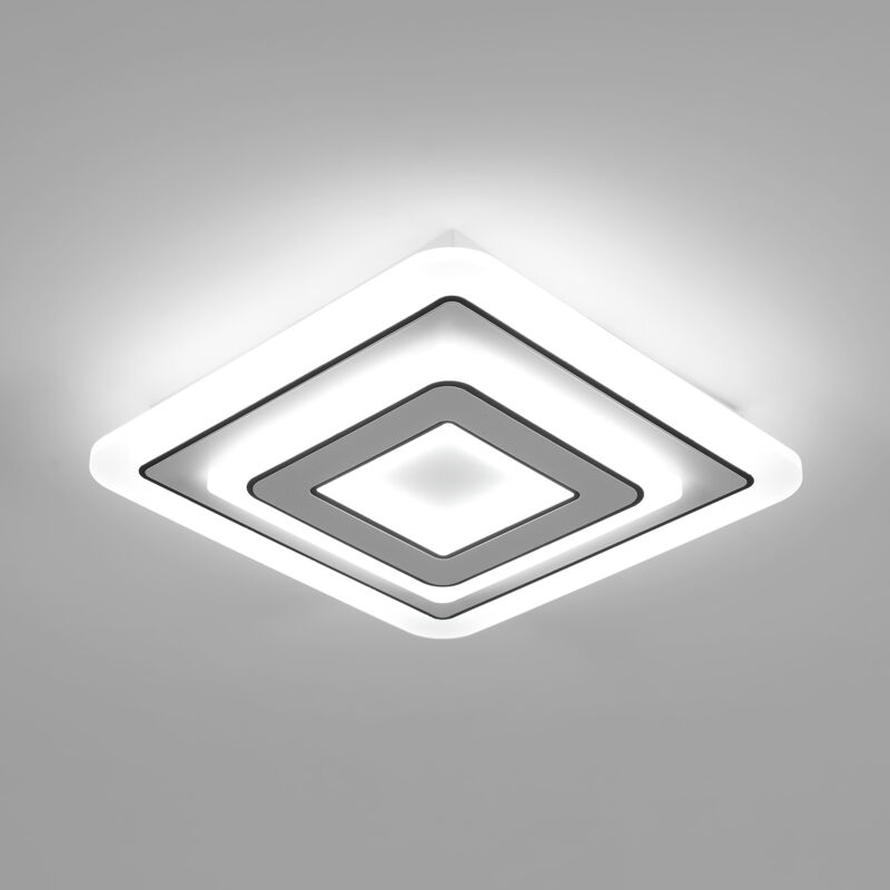 GOECO Plafonnier LED Moderne 32W, Lampe de Plafond Acrylique Carré Blanc Chaud 6000K Pour Salles à Manger, Cuisine, Vestiaires, Couloir, 30CM