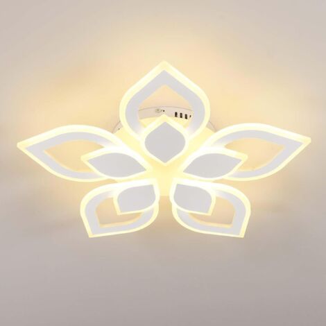 GOECO Plafonnier LED Moderne 65W 7312LM, Luminaire Créatif Pétales Design 56CM, Lampe de Plafond Acrylique Pour Salon Chambre à Coucher Cuisine, Blanc Chaud 3000K