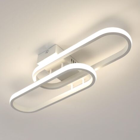 GOECO Plafonnier LED Moderne Blanc en Acrylique 32W 3600LM, Lumière Naturelle 4500K pour Salon Chambre Cuisine Salle de Bain Couloir Balcon (50x17x8cm)