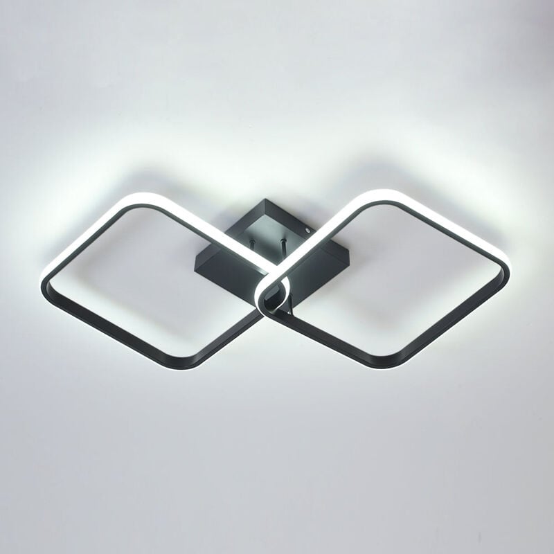 Plafonnier carré Moderne, led lustres, Lampe de Plafond Acrylique 42W pour Cuisine Salle à Manger Salon Studio Bureau, 6500K Diamètre 59CM (Noir)