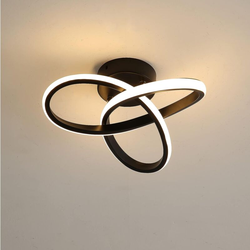 Plafonnier led Moderne 22W 2500LM, Lustre Noire pour Chambre Salon Couloir, Diamètre 26cm, Lumière 3000K Blanche Chaude