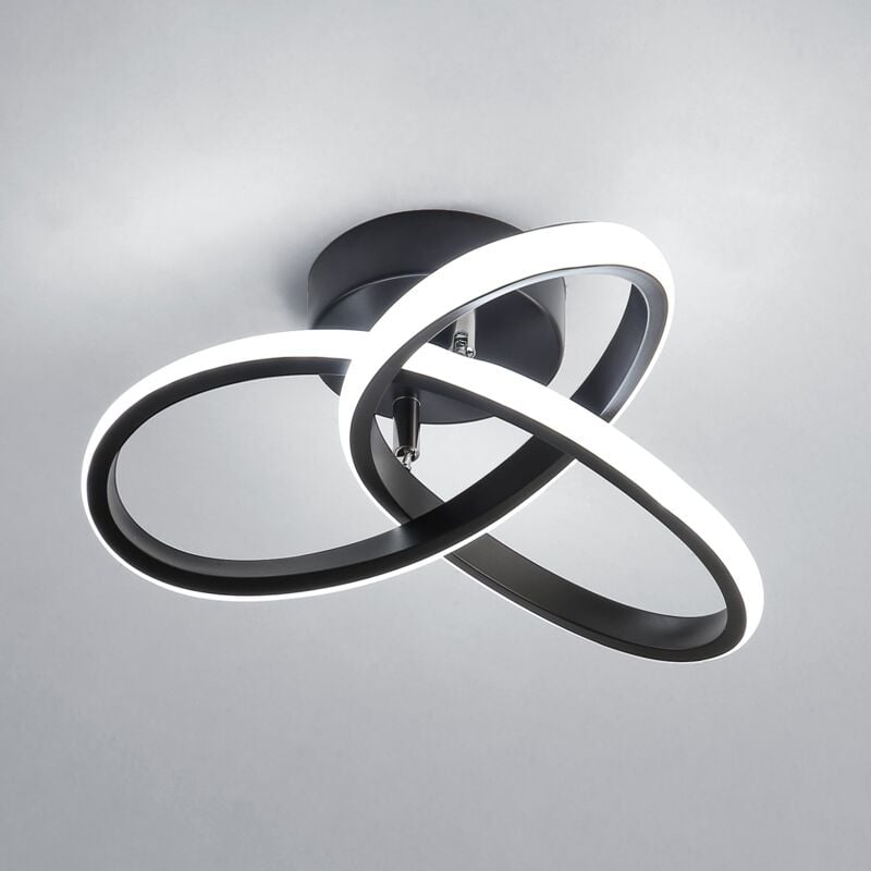 Plafonnier led Moderne 22W 2500LM, Lustre Noire pour Chambre Salon Couloir, Diamètre 26cm, Lumière 6500K Blanche Froide - Goeco