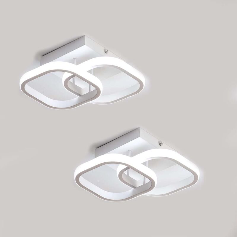 Plafonnier led 22W Design moderne Cercle Carré Lampe de Plafond Pour Cuisine Salle à Manger Chambre Couloir Entrée Balcon 2 Pack lumière Blanc Froid