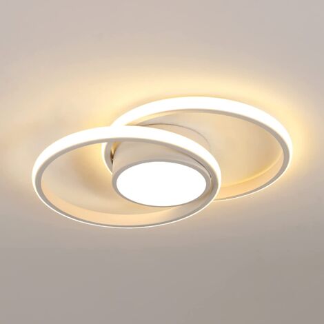 Goeco – Plafonnier LED rond 42W 4000LM – Éclairage blanc chaud 3000K – Design double cercle pour 15-20m² – Installation rapide au plafond