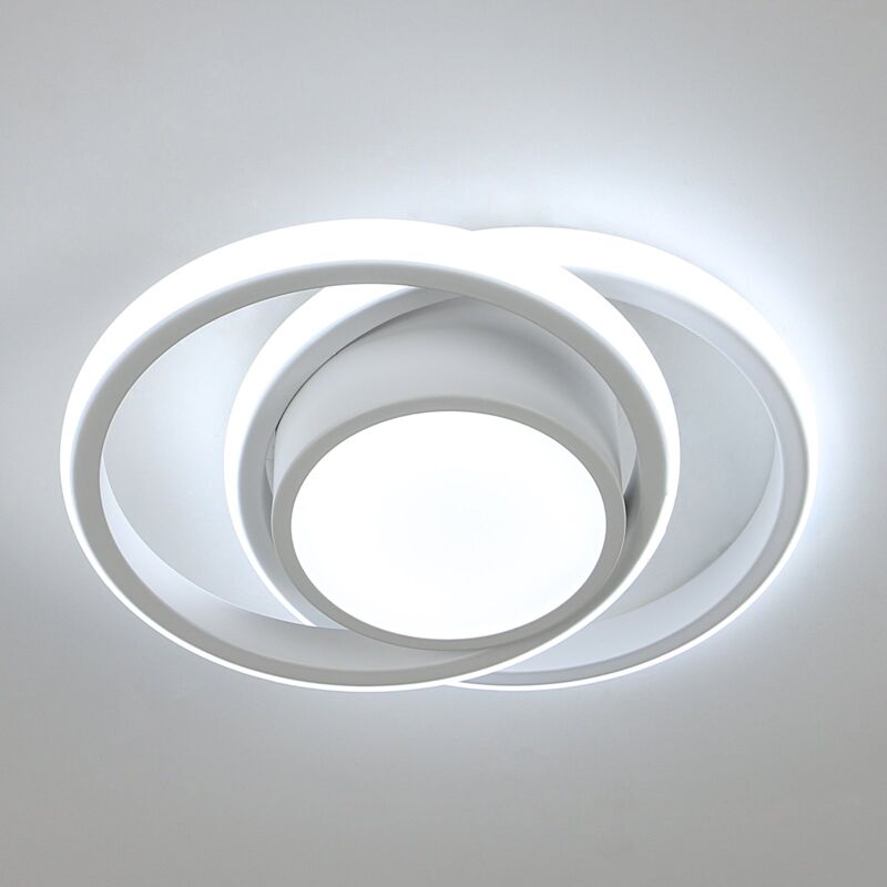 Plafonnier led Moderne Blanc, Design Double Cercle, 32W 2400LM Dia 26cm Blanc Froid 6500K pour Chambre Couloir Cuisine Balcon - Goeco