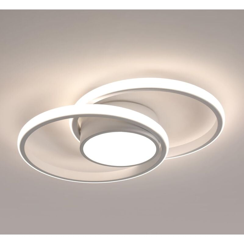 Plafonnier led Moderne Blanc, Design Double Cercle, 42W 4500LM Dia 40cm Blanc Froid 6500K pour Chambre Couloir Cuisine Balcon - Goeco