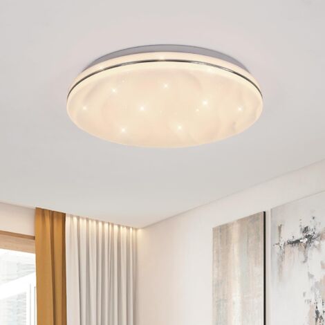 GOECO Plafonnier LED Rond Moderne, 24W 2700LM Lumière Blanche Neutre 4000K, Design Effet Scintillant Étoilé pour Chambre d’Enfant Cuisine Couloir Salle de Bain (L33 x l33 x H5 cm) -