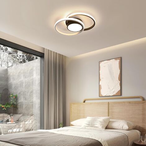 Goeco Plafonnier LED Rond Noir 40cm, 42W 4500K Lumière Naturelle, Design Moderne pour Salon, Cuisine, Salle de Bain, Chambre, Couloir