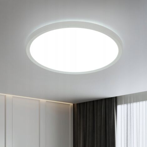 GOECO Plafonnier LED ultra-mince triple protection, rond 30 cm, blanc, lumière blanche 24 W, 220 V