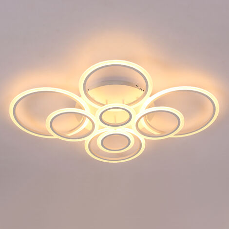 GOECO Plafonnier rond 142 W à intensité variable avec télécommande, luminaire suspendu moderne pour salon, cuisine et salle à manger, 3000-6500 K