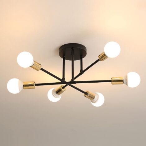 GOECO Sputnik Kronleuchter Modern 6 Flammig Pendelleuchte E27 Lampenfassung, geeignet für Wohnzimmer, Esszimmer, Arbeitszimmer, Bar und Schlafzimmer (ohne Leuchtmittel)