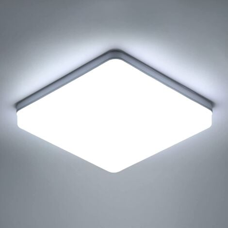 GOECO Square LED Ceiling Light, LED Ceiling Lamp, IP44 LED Ceiling Light, Ceiling Light Fixture Applicable to Bathroom, Living Room, Kitchen, Bedroom, Hallway, Balcony 36W 6500K (23x23CM)