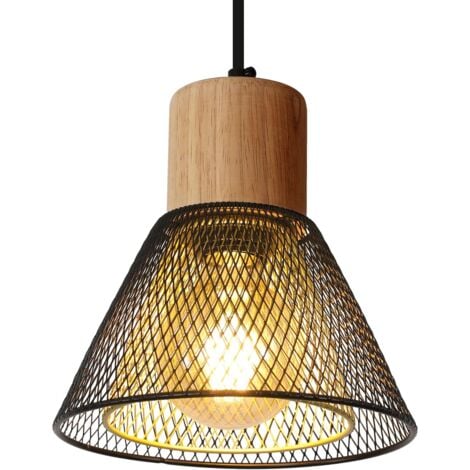 GOECO Suspension Luminaire Vintage, Lustre Retro Bois pour Cuisine, Salon, Chambre, Restaurant (Ampoule Non Incluse)