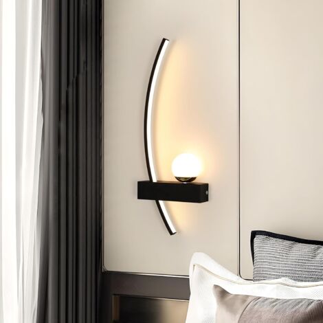GOECO Wandleuchte für den Innenbereich, 14 W, 3000 K warmweiß, schwarze Acryl-LED-Wandleuchte für Schlafzimmer, Wohnzimmer, Hotel, Treppenhaus, Flur