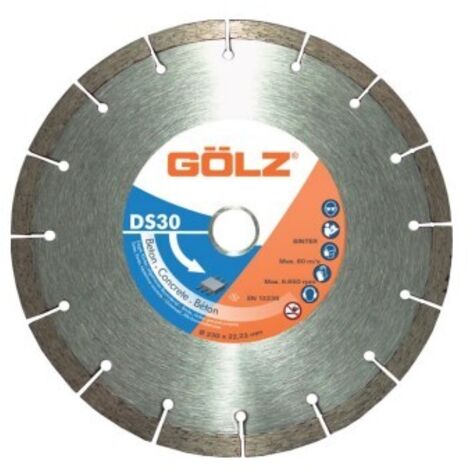 GÖLZ - Disque diamant DS30, coupe à sec ou à eau - pour meuleuse ou rainureuse - ø 125 mm / alésage 22.23 mm
