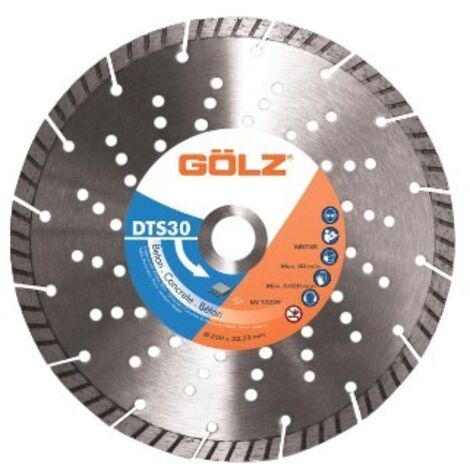 GÖLZ - Disque diamant DTS30, coupe à sec ou à eau - pour meuleuse - ø 230 mm / alésage 22.23 mm