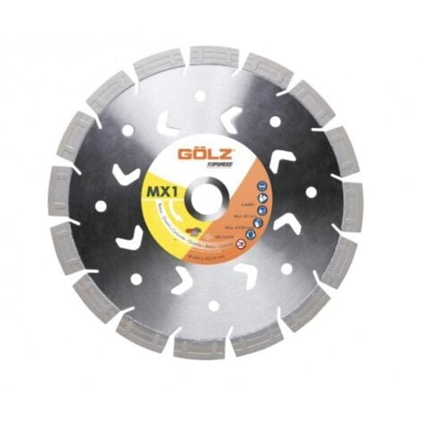 GÖLZ - Disque diamant MX1, coupe à sec ou à eau - pour meuleuse - ø 230 mm / alésage 22.23 mm - mixte