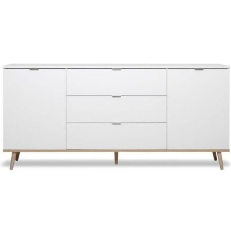 GÖTEBORG Buffet bas - Style scandinave - Décor chene et blanc - L 180 cm