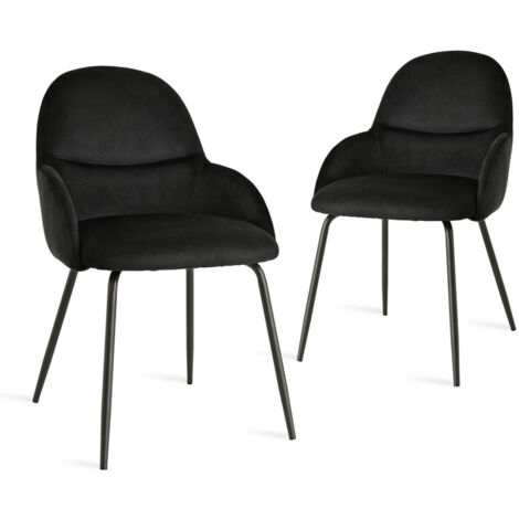Goeurvant Chaises de salle à manger au style scandinave minimaliste, offrant un soutien dorsal optimal et une base en bois stable - Lot de 2 – Noir