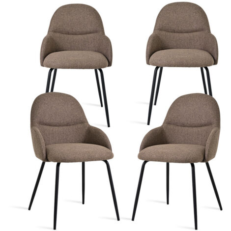 Goeurvant Chaises de salle à manger au style scandinave minimaliste, offrant un soutien dorsal optimal et une base en bois stable - Lot de 4 – Marron