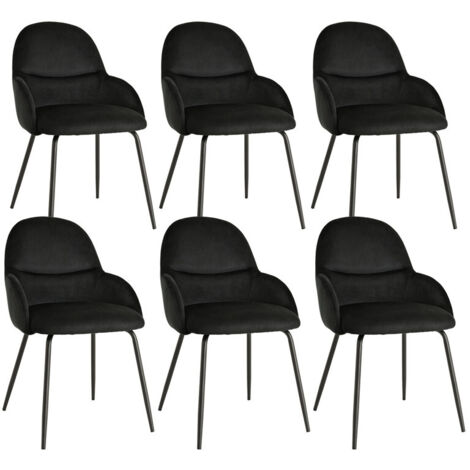 Goeurvant Chaises de salle à manger au style scandinave minimaliste, offrant un soutien dorsal optimal et une base en bois stable - Lot de 6 – Noir