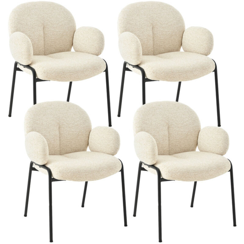 Goeurvant - Chaises design élégantes à dossier courbé et pieds réglables, style scandinave - Lot de 4 - Beige