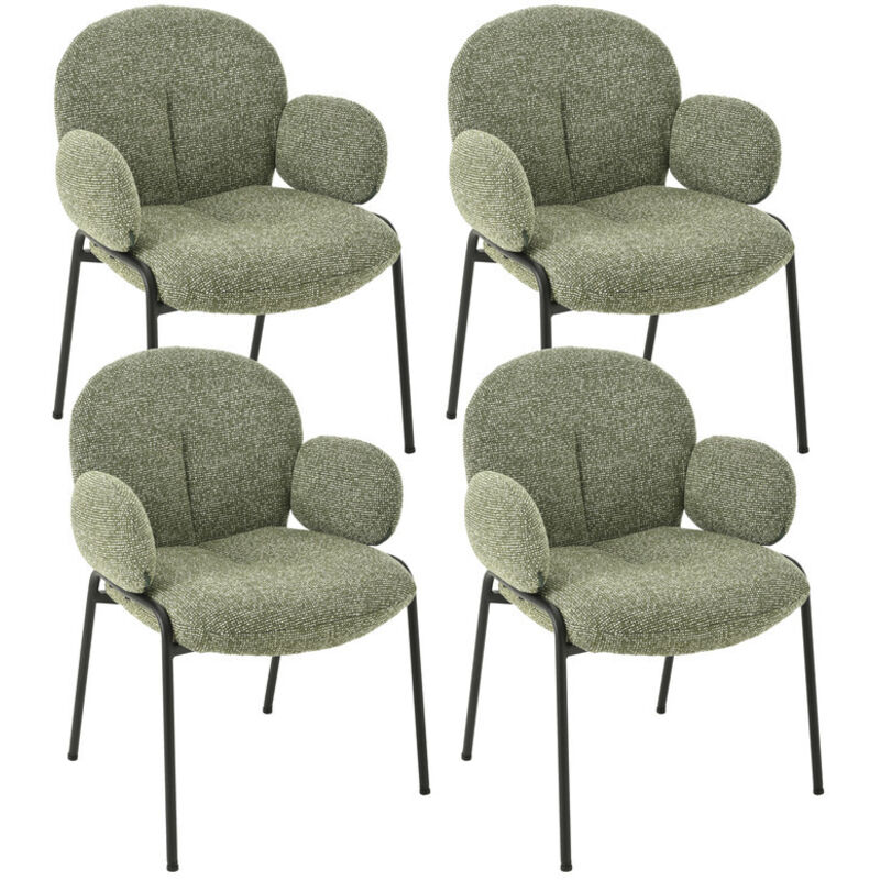 Goeurvant Chaises design élégantes à dossier courbé et pieds réglables, style scandinave - Lot de 4 - Vert