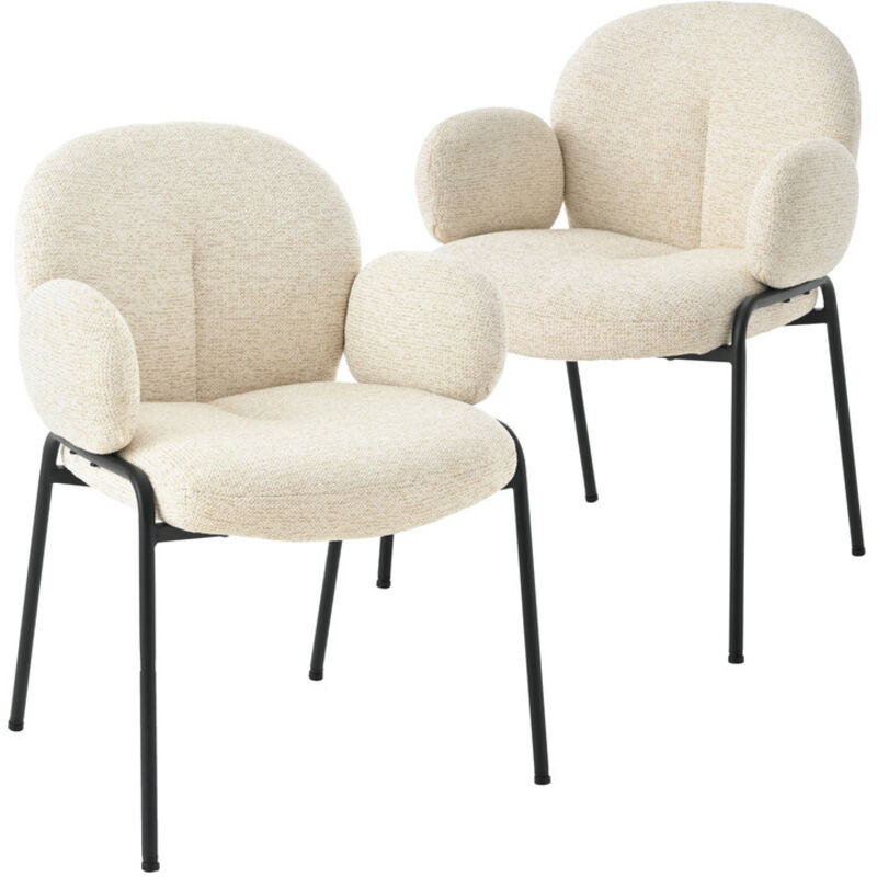 Goeurvant - Chaises design élégantes à dossier courbé et pieds réglables, style scandinave - Lot de 2 - Beige