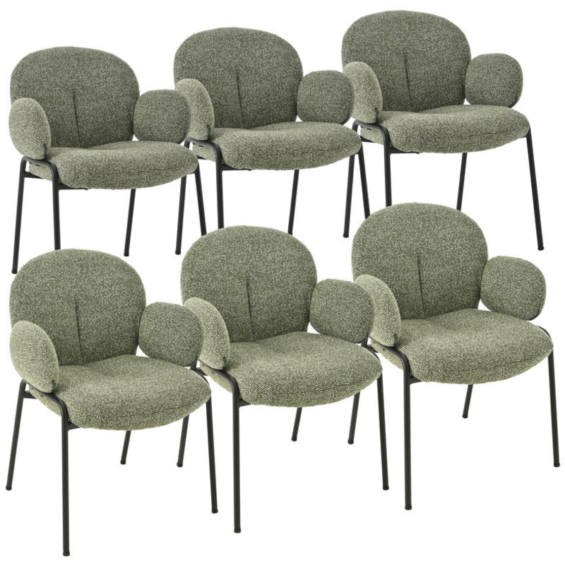 Goeurvant Chaises design élégantes à dossier courbé et pieds réglables, style scandinave - Lot de 6 - Vert
