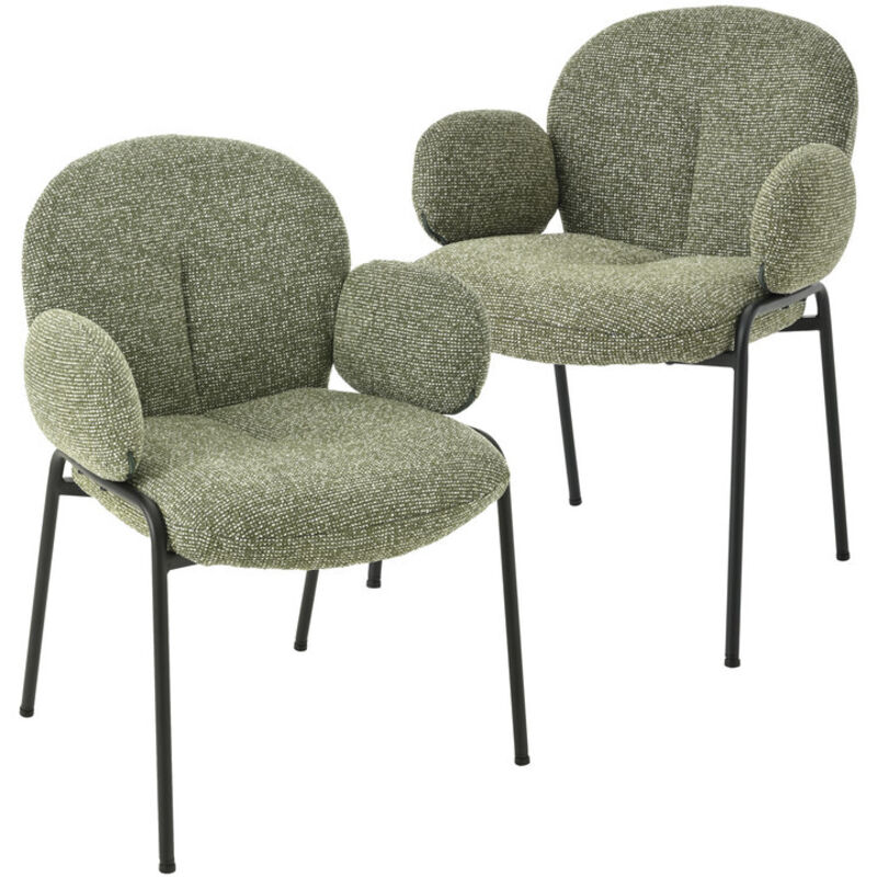 Goeurvant - Chaises design élégantes à dossier courbé et pieds réglables, style scandinave - Lot de 2 - Vert
