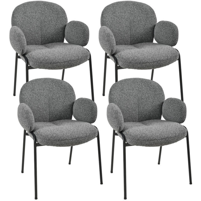 Goeurvant - Chaises design élégantes à dossier courbé et pieds réglables, style scandinave - Lot de 4 - Gris foncé