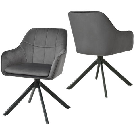 Goeurvant Sedie Girevole Moderna con Cuscino Doppio Spesso, Schienale Ampio e Braccioli Ergonomici - Set di 2 - Grigio scuro