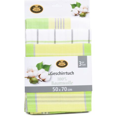 Gözze - Set di Strofinacci, 3 Pezzi, 100% Cotone, Materiale Molto Spesso (260 g/m²), 100% Cotone, 50 x 70 cm - Verde