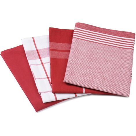 Gözze - Set di Strofinacci, 4 Pezzo, 100% Cotone Jacquard, Materiale Molto Spesso (200 g/m²), 100% Cotone, 50 x 70 cm - Rosso