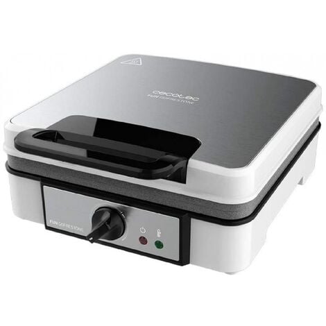CECOTEC Gofrera de acero inoxidable, cocina 4 gofres a la vez, revestimiento antiadherente Rockstone y temperatura ajustable.
