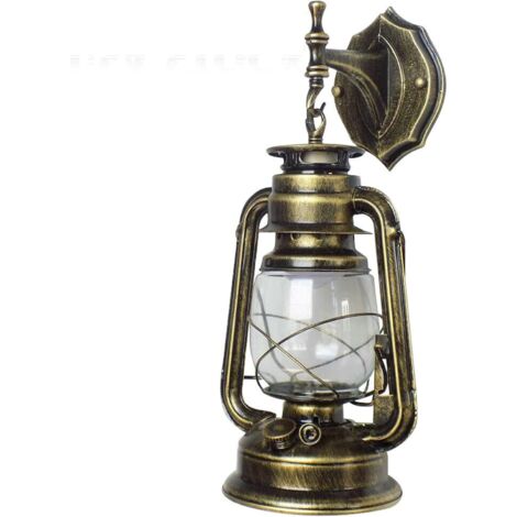 Gojoy – Applique murale extérieure vintage – Lampe à pétrole en métal et plastique – E27 3W 220V – Dimensions 38x18cm – Décoration pour couloir et terrasse