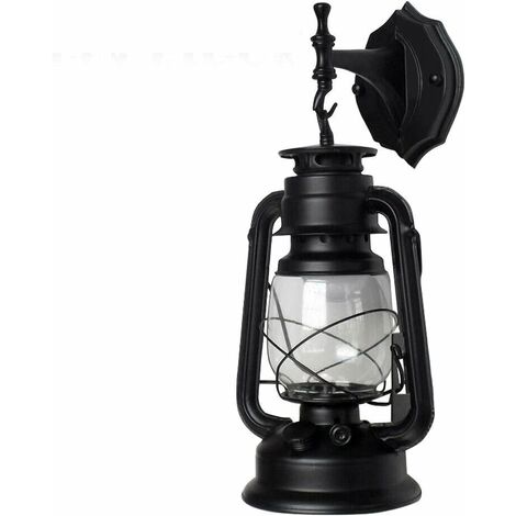 Gojoy – Applique murale vintage noire – Lanterne extérieure en métal – Lampe rétro E27 38cm – Décoration pour couloir et terrasse