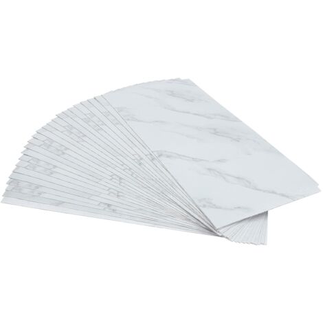 Gojoy – Lot de 24 dalles de sol en PVC autocollantes 60 x 30 cm – Imperméables et résistantes à l'usure – Pour salons, cuisines, bureaux – Blanc