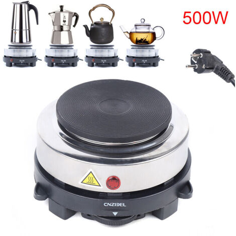 Gojoy – Plaque chauffante électrique 500W – Simple cuisinière pour camping – Zone de chauffage 10 cm – Acier inoxydable et plastique résistant