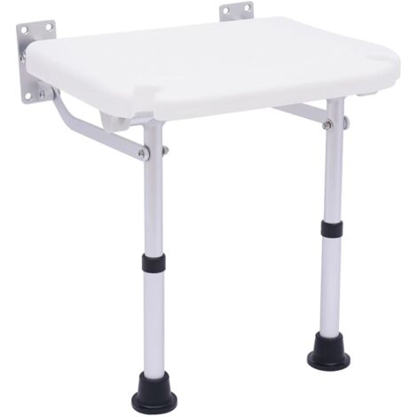 Gojoy – Siège de douche pliable mural avec pieds rabattables – Charge maximale 220 lbs – Hauteur réglable 42-53 cm – Design anti-dérapant