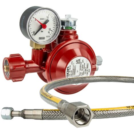 GOK Herdanschluss-Set PRO mit Niederdruckregler Typ EN61-DS, 50mbar, Schlauch 1000 mm