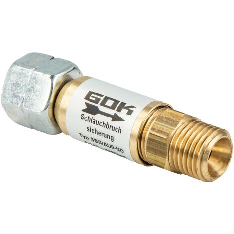 GOK Schlauchbruchsicherung SBS/AU G 1/4 LH-ÜM x G 1/4 LH-KN 50 mbar Niederdruck