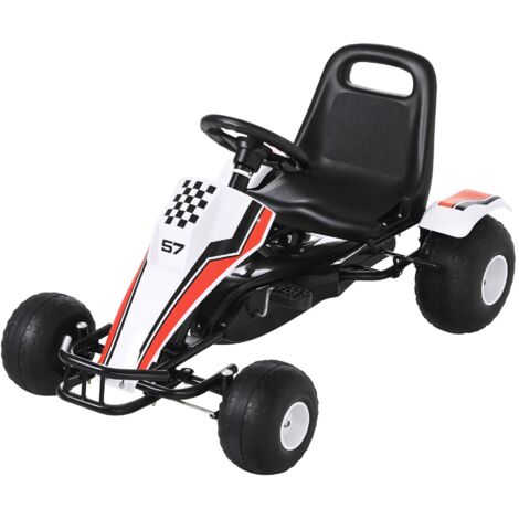 Gokart HOMCOM à pédales siège réglable frein pour enfants 3-6 ans blanc