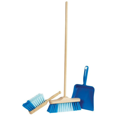 GOKI Pelle à poussière avec balayette et balai bleu pour enfant