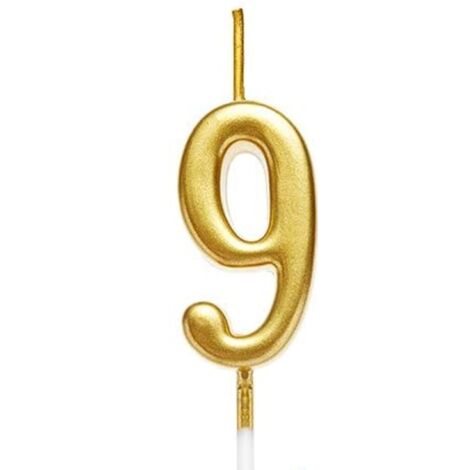 Gold 9 Number Candle Birthday Party Cake Decorations Topper
