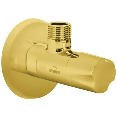INVENA Gold Brass 1/2" x 1/2" BSP WC Toilet Hose Gilded Valve Water Tap Cut-Off