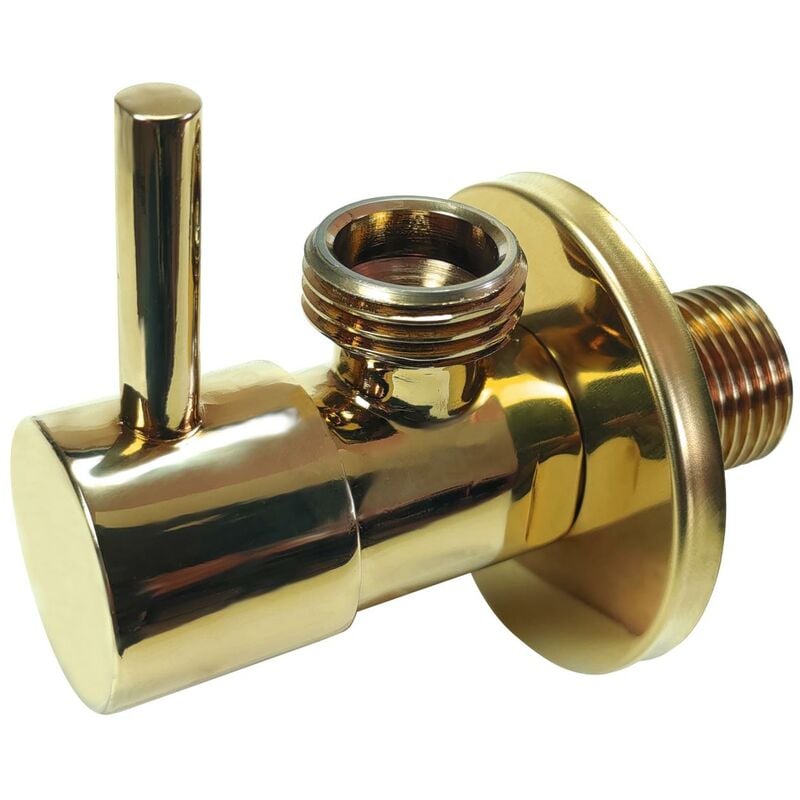 Gold Brass 1/2' x 1/2' bsp Basin Hose Valve Water Tap Cut-Off Long Lever