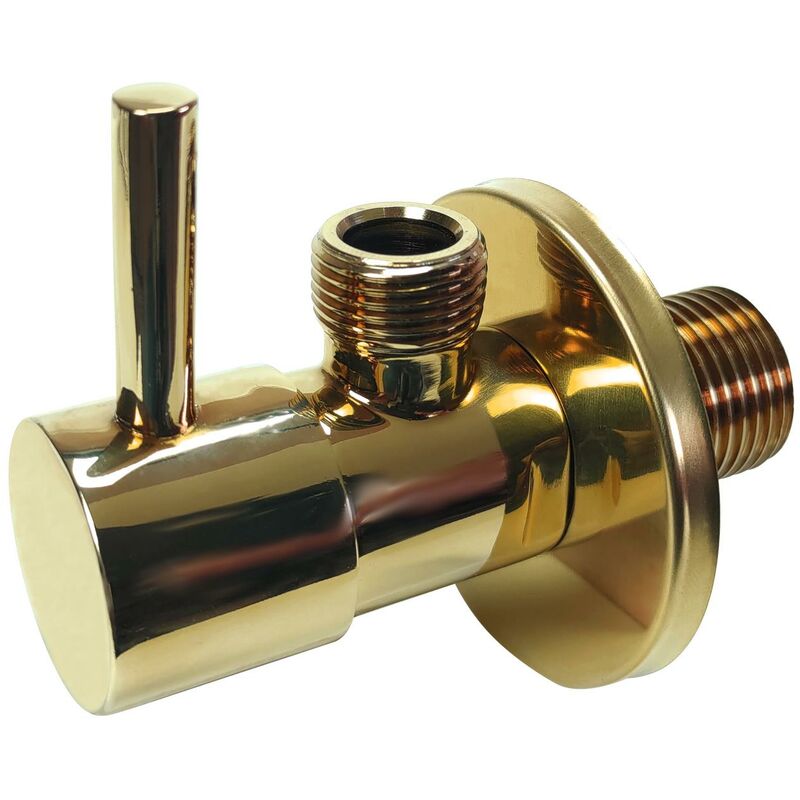 Gold Brass 1/2' x 3/8' bsp Basin Hose Valve Water Tap Cut-Off Long Lever