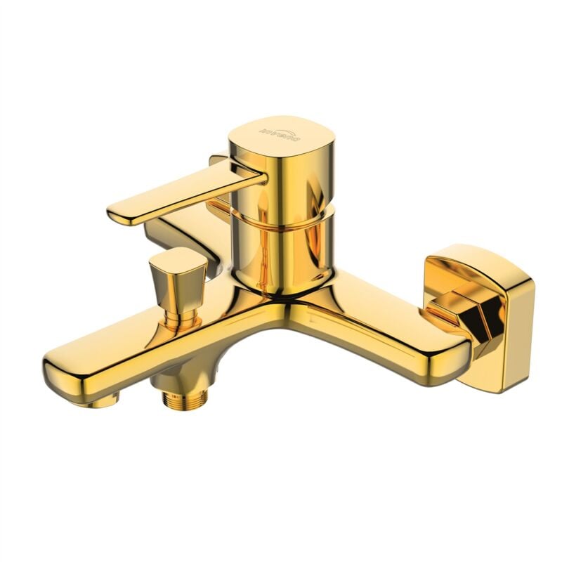 Gold Brass Bathub Mixer Tap Bathroom Bath Faucet Single Lever Wall Mounted