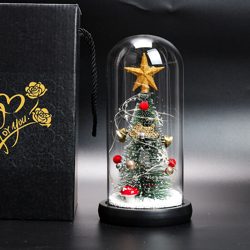 Gold Christmas Tree Ornament + Color Box Christmas Tree Fur Ball + Star Shaped Tabletop Ornament, 2 Pack LED Shade Ornaments